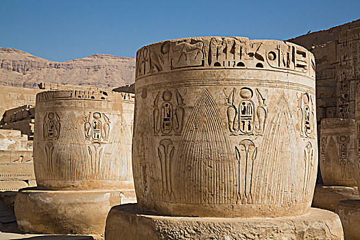 柱子,多柱厅,哈布城,祭庙,拉美西斯,约旦河西岸,路克索神庙,埃及