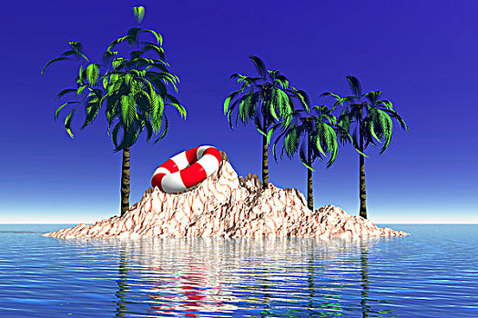 岛屿,棕榈树,树,生活,电脑制图