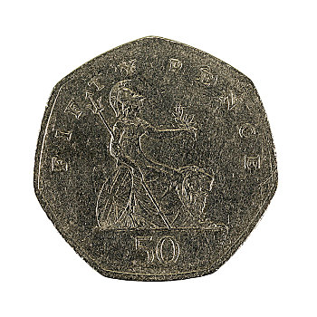 英国,50便士,硬币