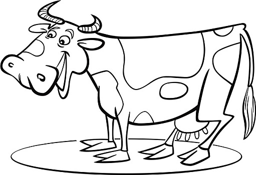卡通,母牛,上色,书页