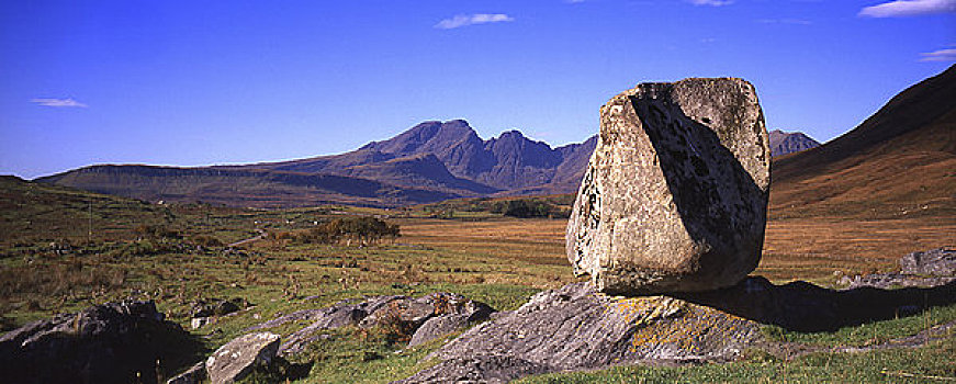 苏格兰,斯凯岛,全景,山,大,隔绝,石头,前景