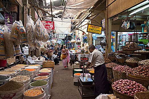 缅甸,批发,市场,仰光