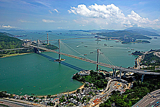 航拍,远眺,桥,香港