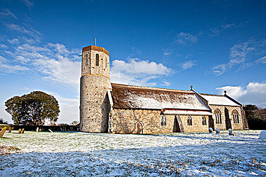 英格兰,诺福克,西部,教堂,跟随,冬天,下雪