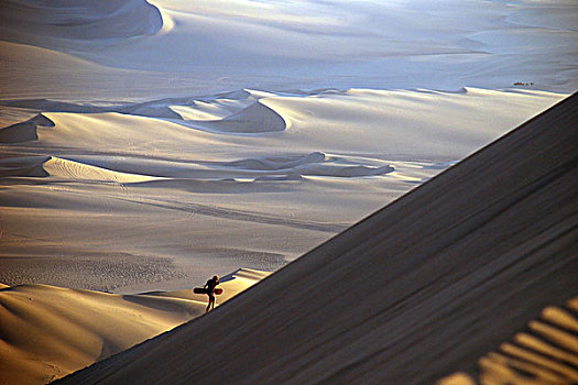 攀登,巨大,沙丘,板,阿塔卡马沙漠,绿洲,靠近,秘鲁,南美