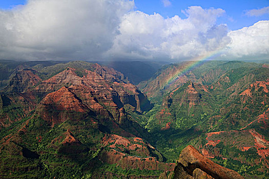 美国,夏威夷,考艾岛,彩虹,云,上方,威美亚峡谷