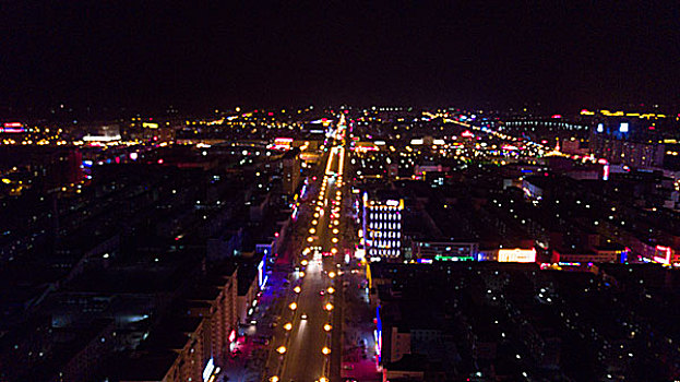 航拍城市道路夜景