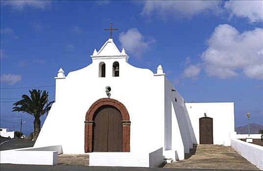 教堂,兰索罗特岛,加纳利群岛,西班牙,欧洲