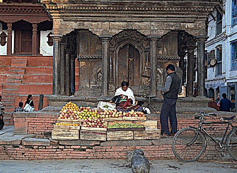 水果,摊贩,加德满都,尼泊尔