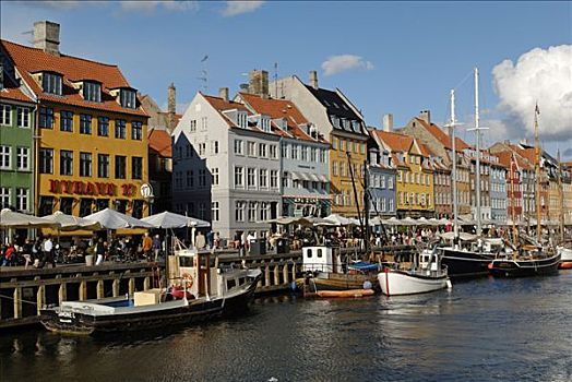 历史,船,纽哈温运河,哥本哈根,丹麦,斯堪的纳维亚,欧洲
