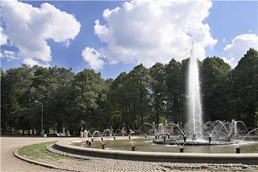 喷泉,夏天,公园,晴天