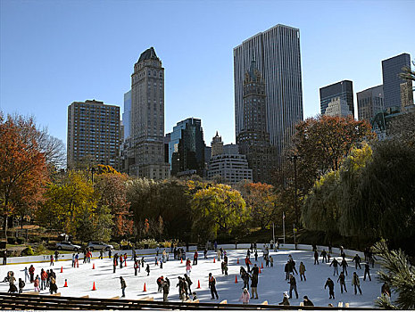 滑冰,沃勒曼滑冰场,中央公园,纽约,美国