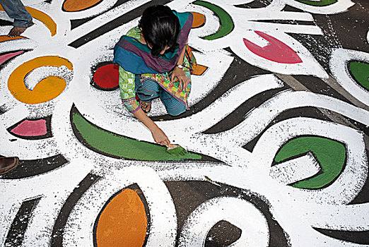 学生,艺术,描绘,彩色,造型,途中,正面,纪念建筑,钟点,国际,语言文字,白天,二月,2007年,达卡,孟加拉