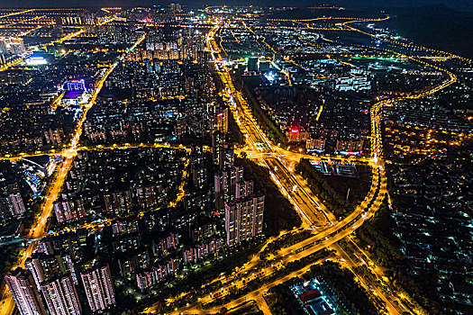 现代,城市,全景,夜景