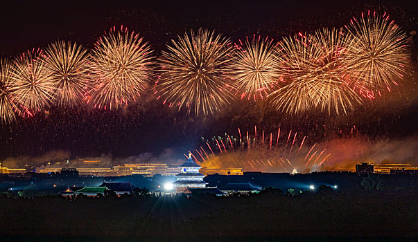 建国七十周年烟花表演