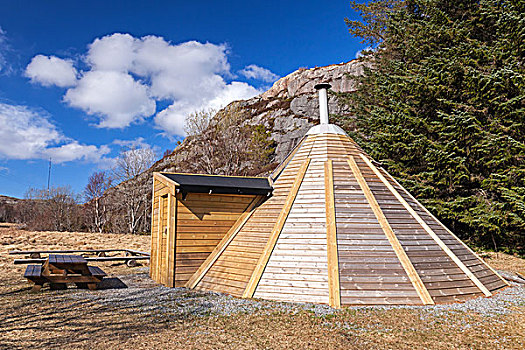 小,木质,使用,露营,房子,挪威