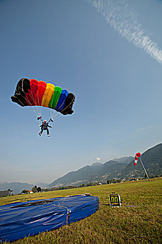 跳伞运动员,跳伞,俯视,洛迦诺,瑞士