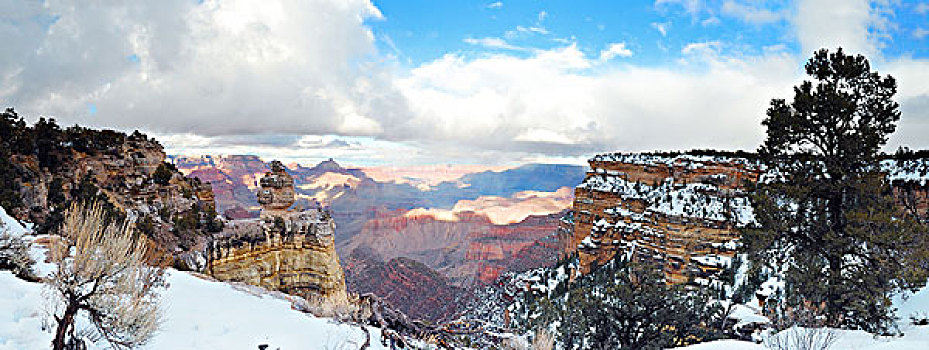 大峡谷,全景,风景,冬天,雪