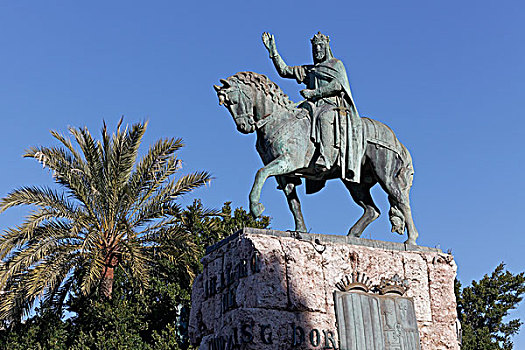 雕塑,国王,广场,西班牙,帕尔玛,马略卡岛,巴利阿里群岛,欧洲
