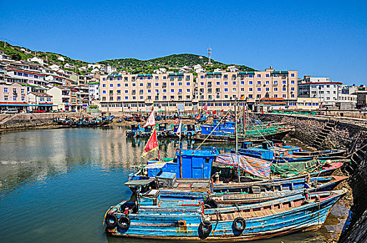 浙江舟山嵊泗县嵊山渔港夏天