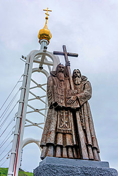 俄罗斯海参崴鹰巢山观景台上的雕像