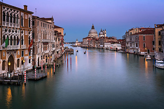大运河,圣马利亚,行礼,教堂,晚上,威尼斯,意大利