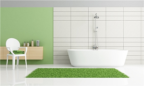 简约,绿色,白色,浴室