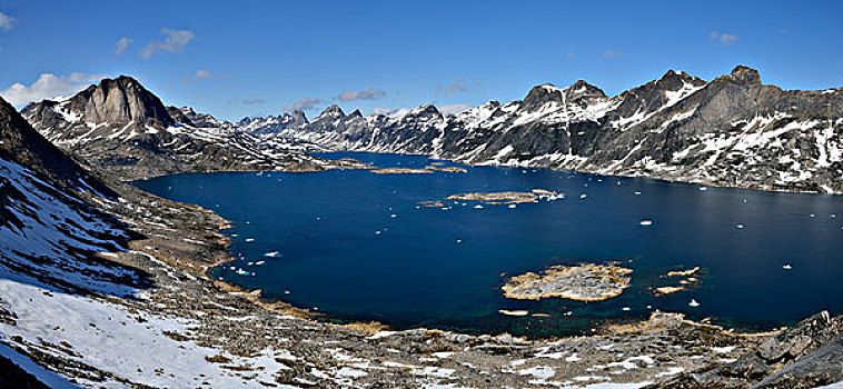 风景,上方,峡湾,安马沙利克岛,东方,格陵兰,北美