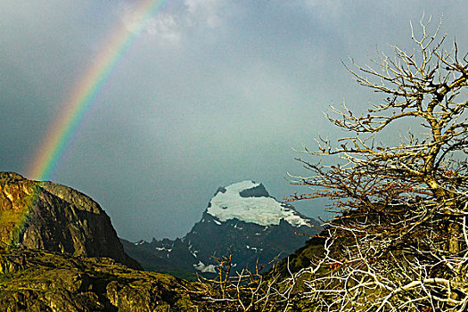 彩虹,上方,顶峰,单独,国家公园,洛斯格拉希亚雷斯,巴塔哥尼亚,阿根廷