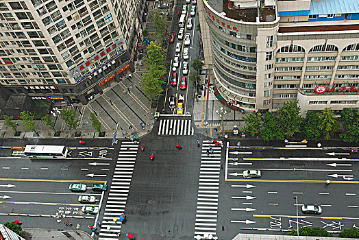交叉,俯视,摩天大楼,成都,四川,中国,亚洲