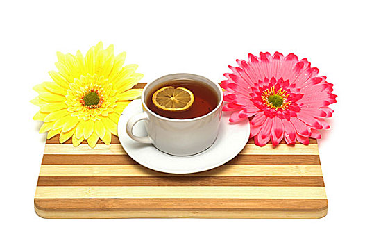 茶杯,木板,花