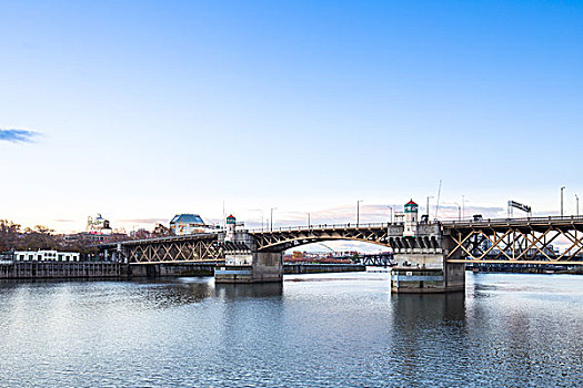 桥,上方,水,蓝天,波特兰