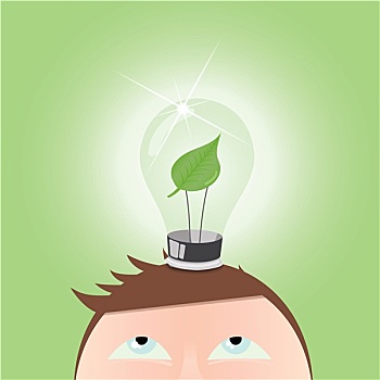 绿色,概念,思考,电灯泡