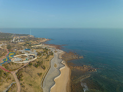 山东省青岛黄岛区海滨航拍图片