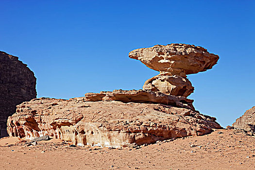 平衡性,石头,蘑菇岩,瓦地伦,荒芜,约旦,亚洲