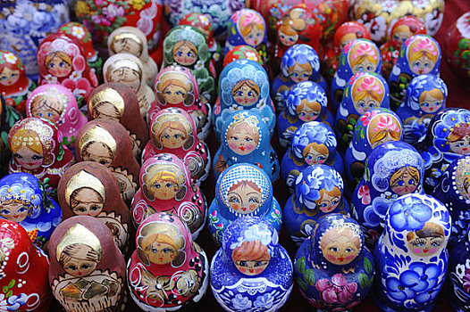 俄罗斯,西伯利亚,靠近,伊尔库茨克,贝加尔湖,乡村,纪念品,市场,俄罗斯套娃,娃娃