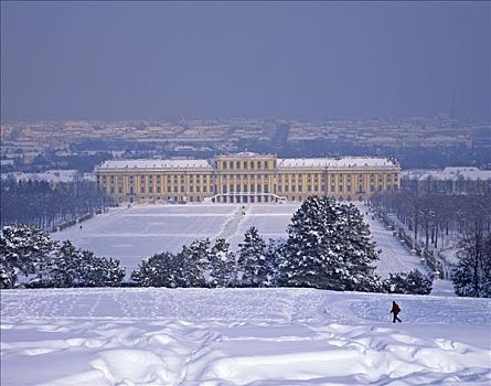 城堡,美泉宫,冬天,维也纳,奥地利,欧洲