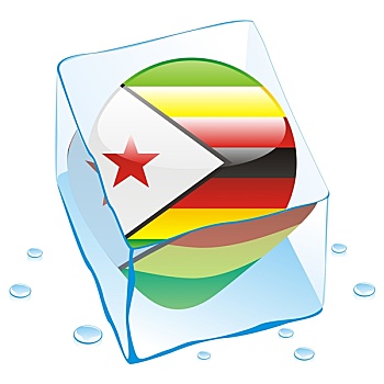 津巴布韦,旗帜,冰冻,冰块