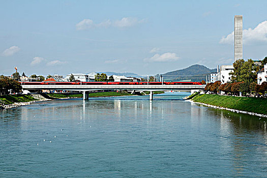 奥地利,桥,穿过,萨尔察赫河,河,萨尔茨堡,欧洲