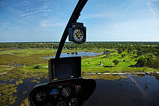直升飞机,俯视,奥卡万戈三角洲,博茨瓦纳,非洲