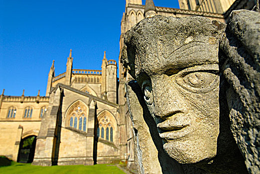 石头,脸,大教堂,英格兰,英国,欧洲