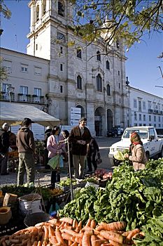 葡萄牙,蔬菜,出售,星期六,市场,小镇,城市,政府,办公室,背景