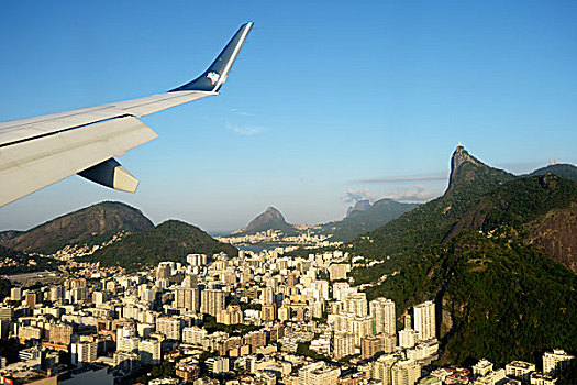 航拍,降落,市中心,耶稣山,耶稣,救世主,里约热内卢,巴西,南美