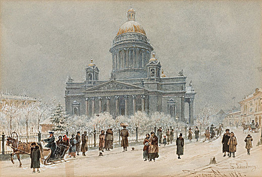 冬季风景,圣徒,大教堂