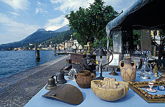 古式物品,销售,水岸,加尔尼亚诺,纪念品,加尔达湖,意大利,欧洲