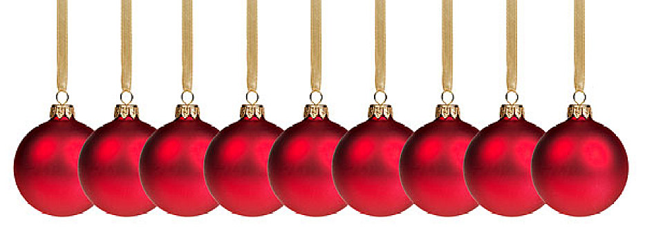 圣诞节,彩球,悬挂,丝带,隔绝,白色背景