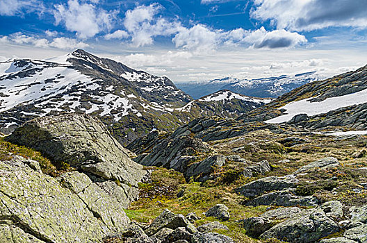 风景,山谷,顶峰,挪威