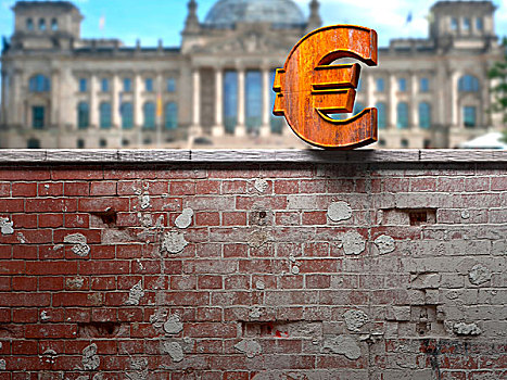 生锈,欧元,标识,墙壁,正面,德国国会大厦,建筑,柏林,德国,欧洲,象征,图像,死亡