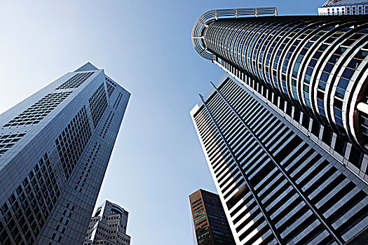 仰视,新加坡,摩天大楼