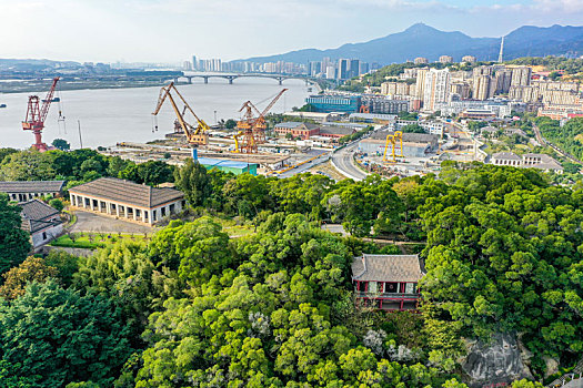 航拍福州马尾船政文化旅游景区马限山公园中国船政文化博物馆